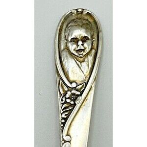 Winthrop Gerber Baby Spoon Vintage by Intl Silver Straight Handle Flower 4 1/2"